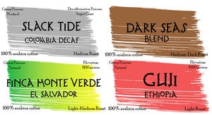4pc Sampler (Decaf, Dark Seas, El Salvador, Guji)